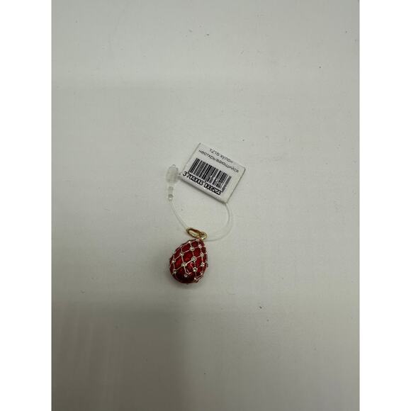 Red Gold Trellis Faberge Egg Pendant 1 1/8” - Picture 3 of 4